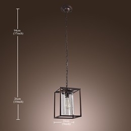 Lampada a sospensione classica vintage mini a lanterna, vetro trasparente, 1 lampadina E26/E27