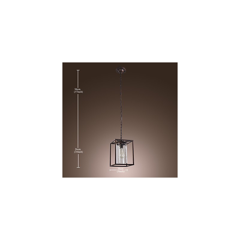 Lampada a sospensione classica vintage mini a lanterna, vetro trasparente, 1 lampadina E26/E27