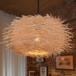 Lampadario mini stile lanterna in legno e bambù
