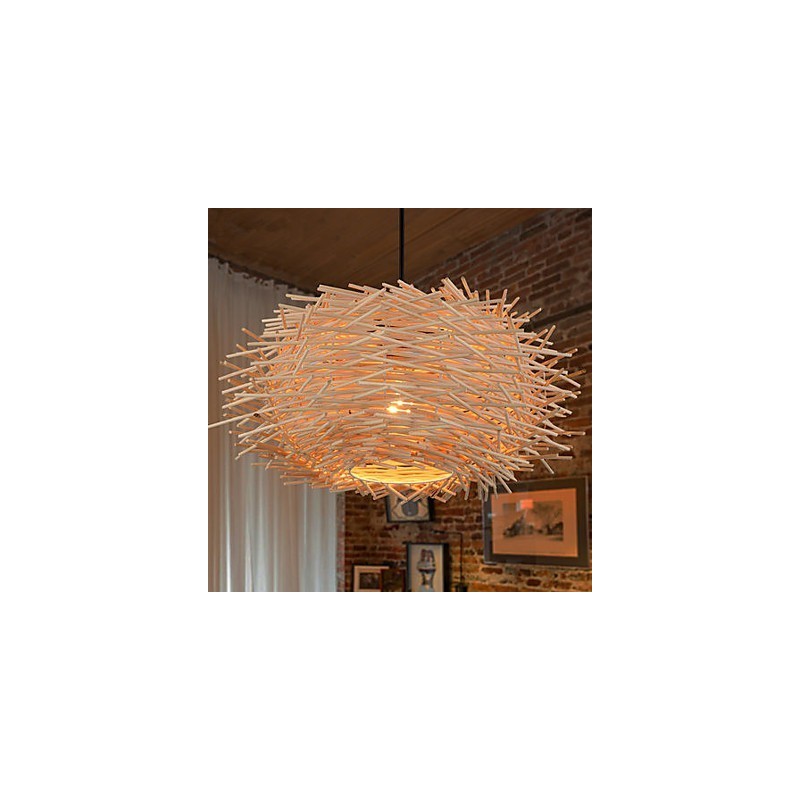 Lampadario mini stile lanterna in legno e bambù