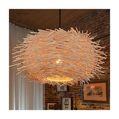 Lampadario mini stile lanterna in legno e bambù