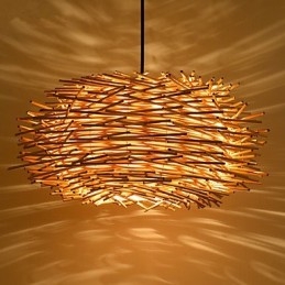 Lampadario mini stile lanterna in legno e bambù