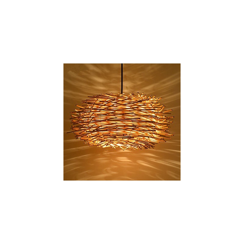 Lampadario mini stile lanterna in legno e bambù