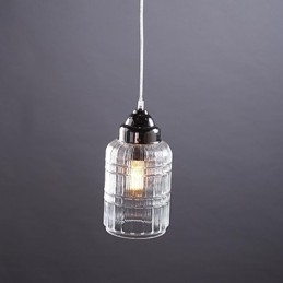 Lampada a sospensione lanterna mini nichel e vetro trasparente