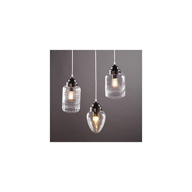 Lampada a sospensione lanterna mini nichel e vetro trasparente