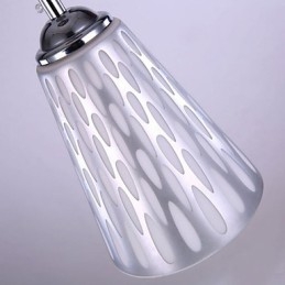 Lampada a sospensione semplice in metallo argentato con paralume in vetro bianco, 3 luci
