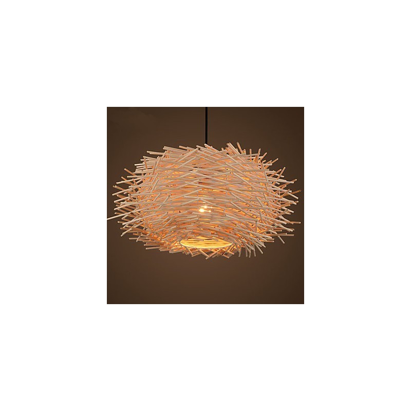 Lampadario mini stile lanterna in legno e bambù