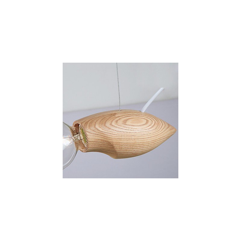 Lampada a sospensione artistica retrò in stile legno, a forma di ape, 3 luci E26/E27