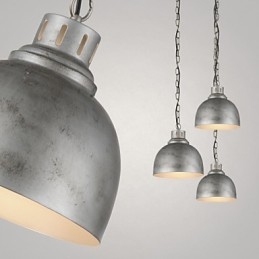 Lampada a sospensione vintage industriale in metallo argento, 1 luce