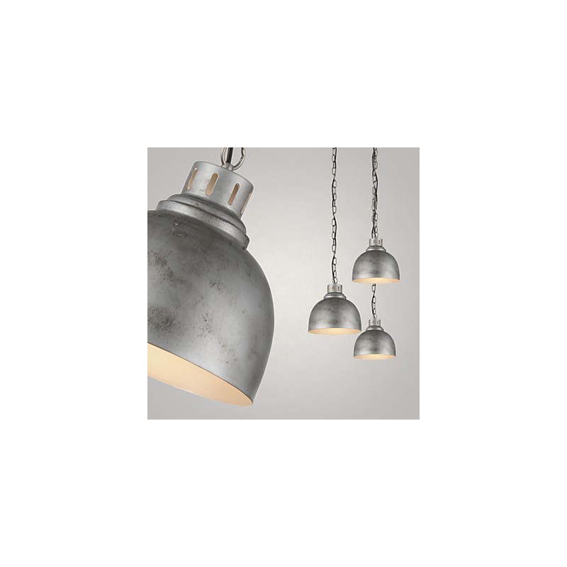 Lampada a sospensione vintage industriale in metallo argento, 1 luce