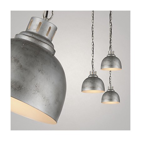 Lampada a sospensione vintage industriale in metallo argento, 1 luce