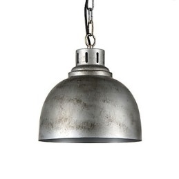 Lampada a sospensione vintage industriale in metallo argento, 1 luce