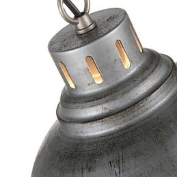 Lampada a sospensione vintage industriale in metallo argento, 1 luce