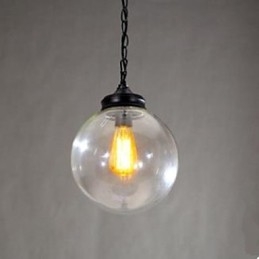 Lampadario a sospensione in vetro nero trasparente retrò con 3 lampadine, catena regolabile 120 cm