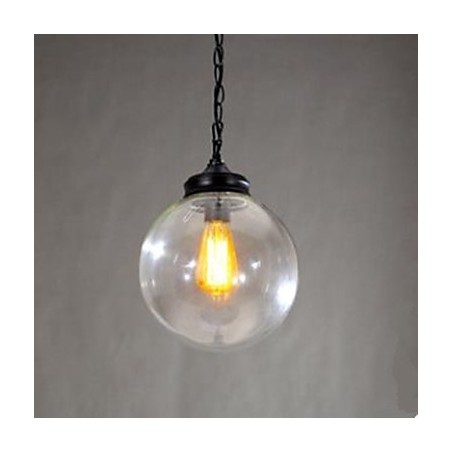 Lampadario a sospensione in vetro nero trasparente retrò con 3 lampadine, catena regolabile 120 cm