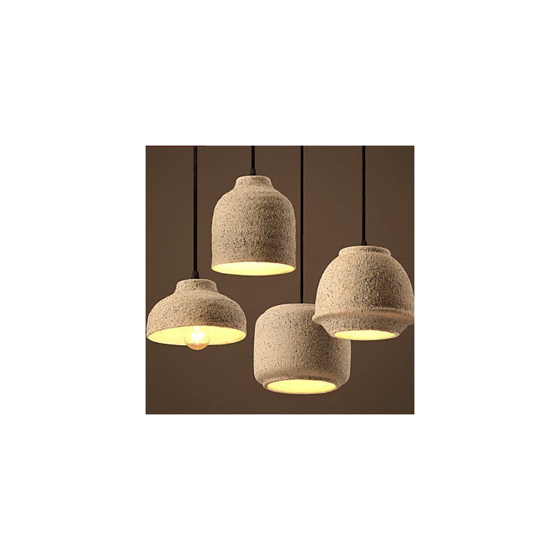 Lampadario a sospensione in ceramica color sabbia stile nordico, 3 lampadine