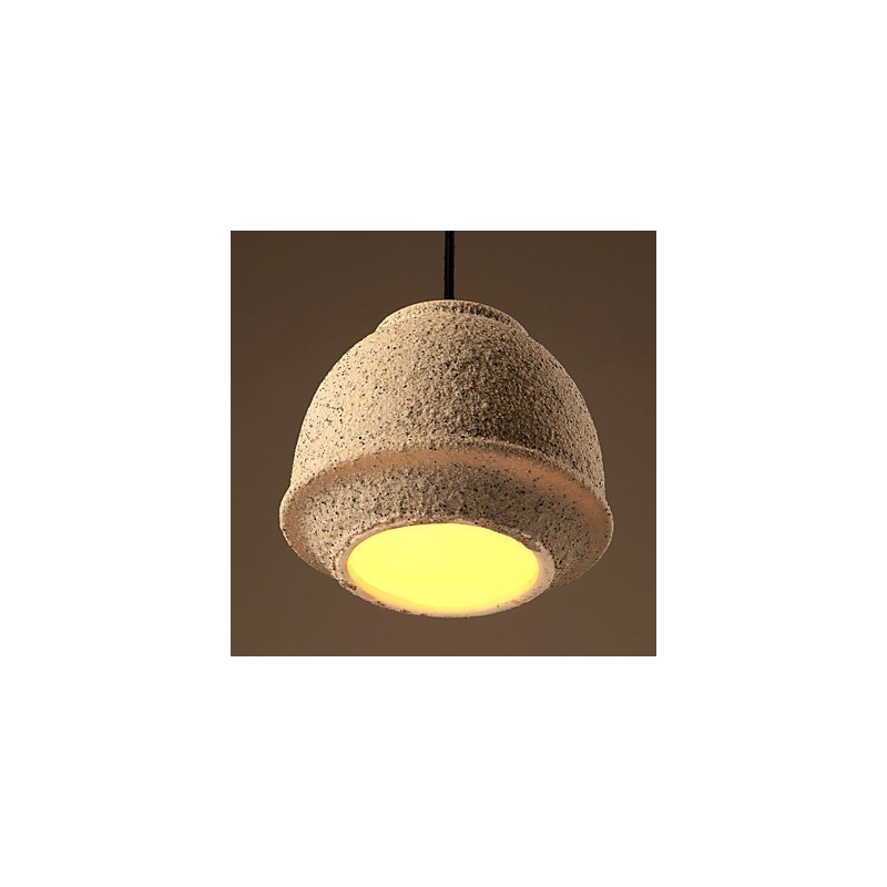 Lampadario a sospensione in ceramica color sabbia, 3 lampadine