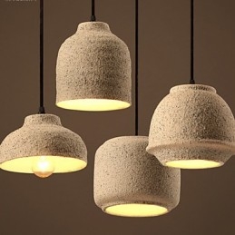 Lampadario a sospensione in ceramica color sabbia, 3 lampadine