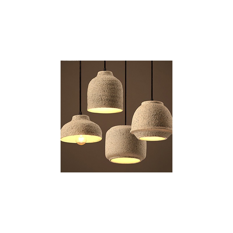 Lampadario a sospensione in ceramica color sabbia, 3 lampadine