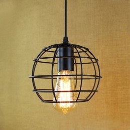 Lampada a sospensione vintage retrò country in metallo nero, E26/E27, catena regolabile 100 cm