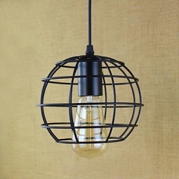 Lampada a sospensione vintage retrò country in metallo nero, E26/E27, catena regolabile 100 cm