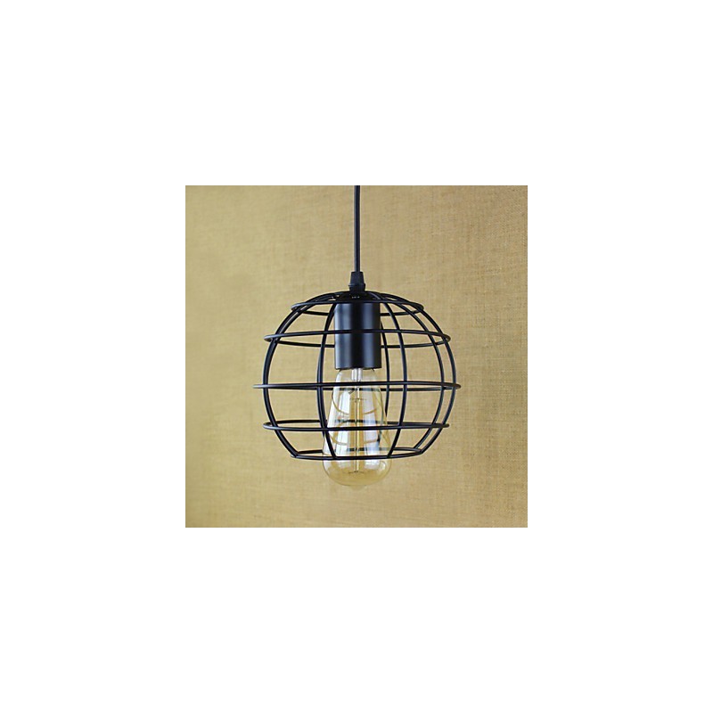 Lampada a sospensione vintage retrò country in metallo nero, E26/E27, catena regolabile 100 cm