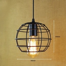Lampada a sospensione vintage retrò country in metallo nero, E26/E27, catena regolabile 100 cm