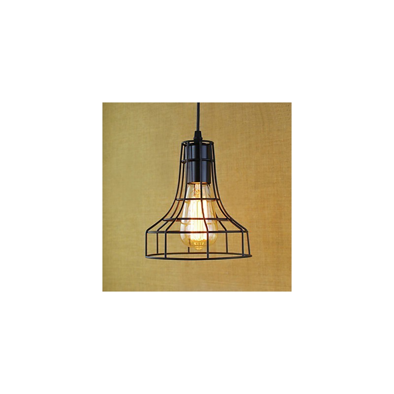 Lampada a sospensione classica vintage retrò country in metallo nero