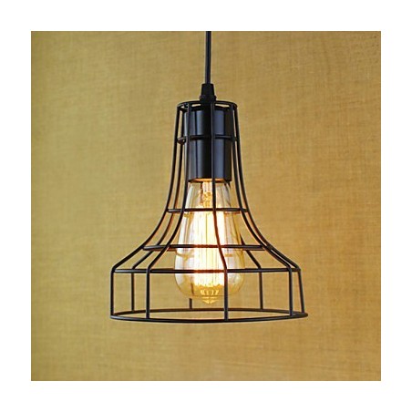 Lampada a sospensione classica vintage retrò country in metallo nero