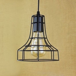Lampada a sospensione classica vintage retrò country in metallo nero