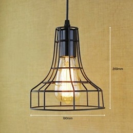 Lampada a sospensione classica vintage retrò country in metallo nero