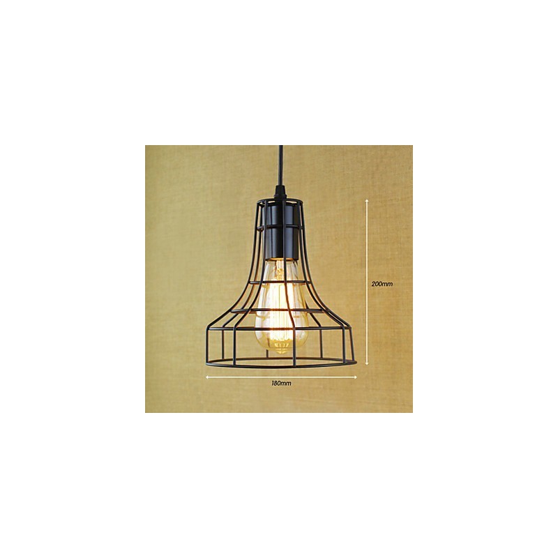 Lampada a sospensione classica vintage retrò country in metallo nero