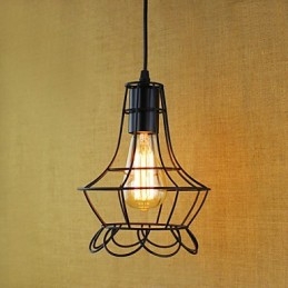 Lampada a sospensione classica vintage retrò country in metallo nero
