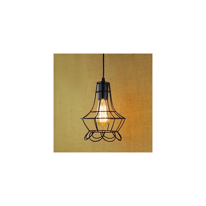 Lampada a sospensione classica vintage retrò country in metallo nero
