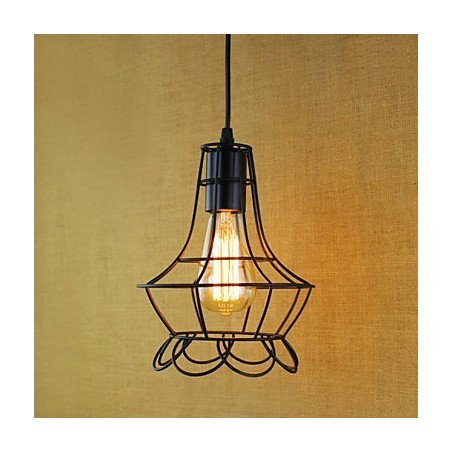 Lampada a sospensione classica vintage retrò country in metallo nero