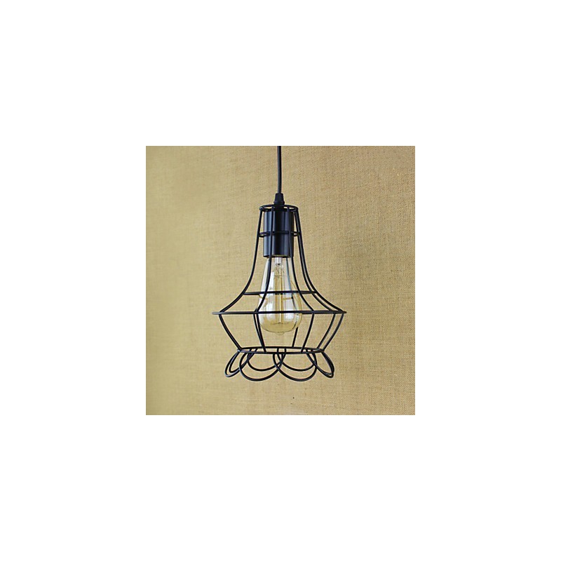 Lampada a sospensione classica vintage retrò country in metallo nero