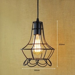 Lampada a sospensione classica vintage retrò country in metallo nero