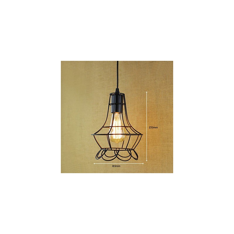 Lampada a sospensione classica vintage retrò country in metallo nero