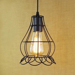 Lampada a sospensione vintage retrò country in metallo nero, mini, E26/E27