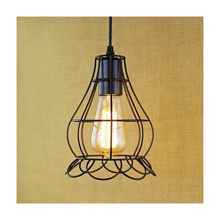 Lampada a sospensione vintage retrò country in metallo nero, mini, E26/E27