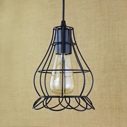 Lampada a sospensione vintage retrò country in metallo nero, mini, E26/E27