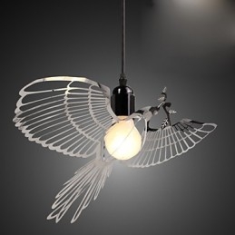 Lampada a sospensione a forma di uccello in acciaio inox moderna con decorazione metallica