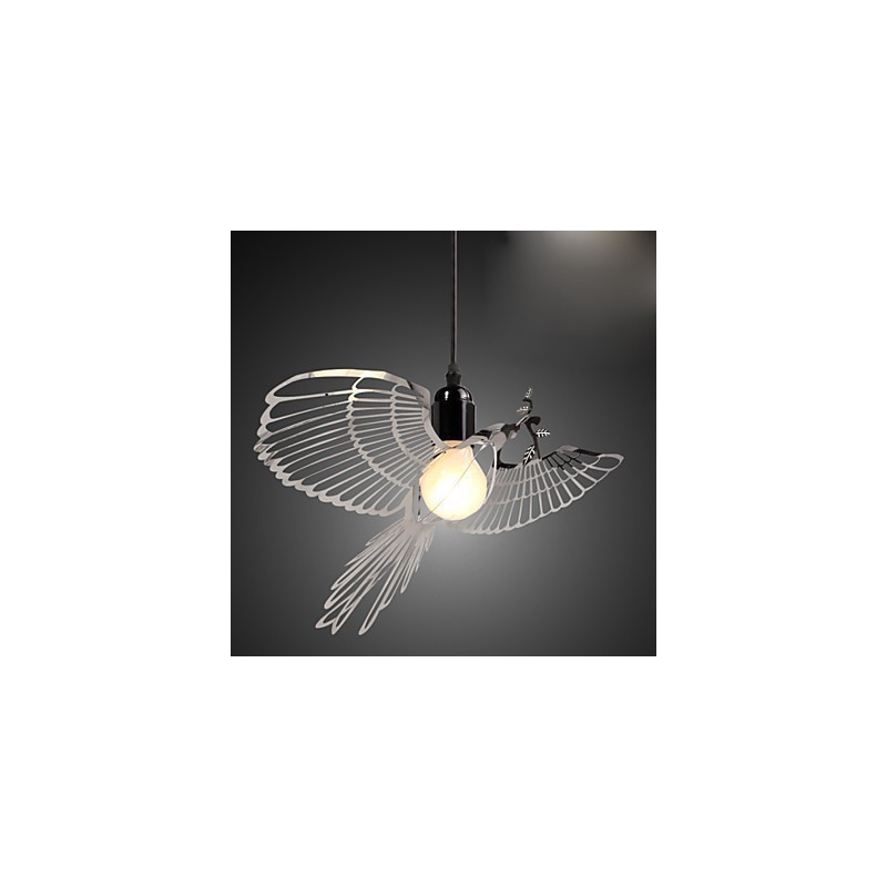Lampada a sospensione a forma di uccello in acciaio inox moderna con decorazione metallica