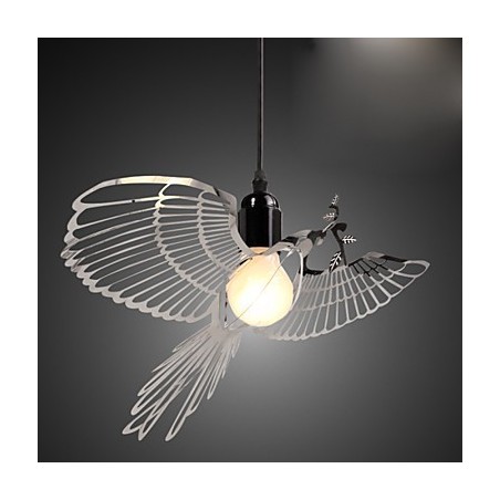 Lampada a sospensione a forma di uccello in acciaio inox moderna con decorazione metallica