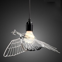 Lampada a sospensione a forma di uccello in acciaio inox moderna con decorazione metallica