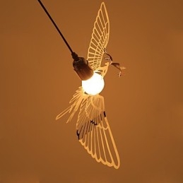 Lampada a sospensione a forma di uccello in acciaio inox moderna con decorazione metallica