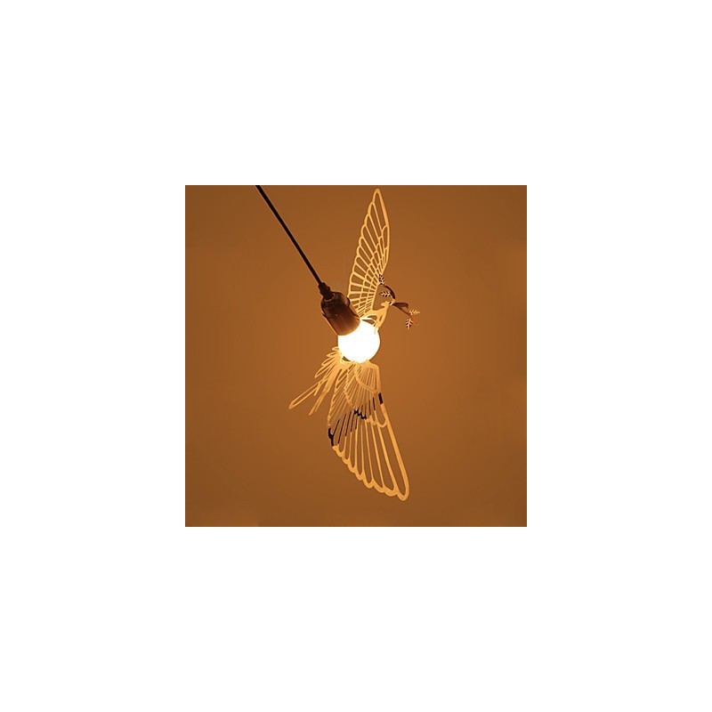Lampada a sospensione a forma di uccello in acciaio inox moderna con decorazione metallica
