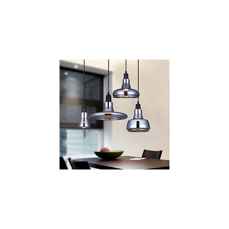 Lampadario a sospensione in vetro nordico creativo con dettagli in metallo, 3 lampadine E26/E27