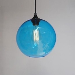 Lampada a sospensione moderna in vetro con design a bolle blu rotonde