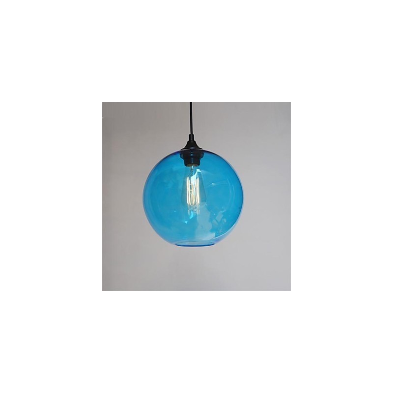 Lampada a sospensione moderna in vetro con design a bolle blu rotonde